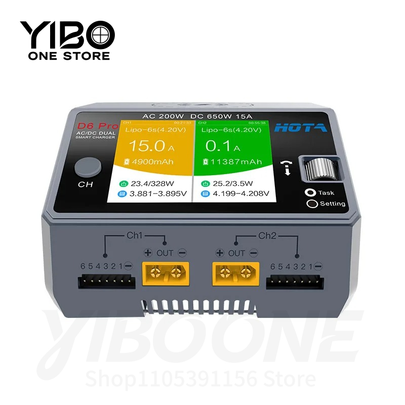 D6 Pro Black AC 200W DC 2x325W - đánh giá và giá Hota D6 Pro Dual Lipo Charger