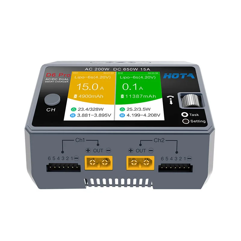 HOTA D6 Pro AC 200w DC 2x325w  - đánh giá và giá Hota D6 Pro Dual Lipo Charger